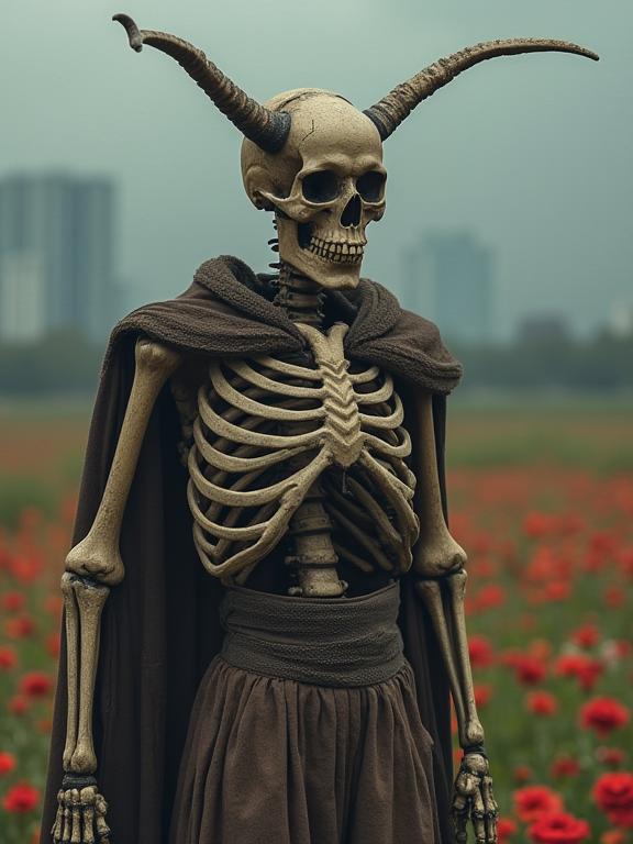 photograph, masterpiece, Portrait of a stocky Congolese Male Skeleton , he is very Smooth and Superficial
