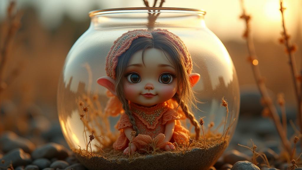 designed by H P Lovecraft , photograph, Rule of Thirds, selfie shot angle of a midweight Papuan Personal trainer Female Garden gnome
