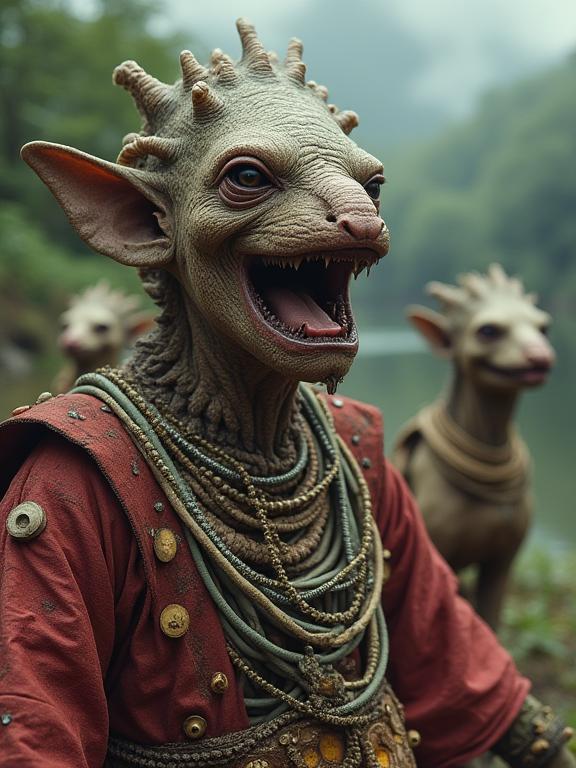 stylized by Stephen Gammell and Q Hayashida and Jason Edmiston and Karel Thole , photograph, stylized, medium close up shot of a Minecraftcore Elder pear shaped figure traditional Nigerian Female Gorn Makeup artist