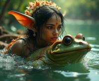 stylized by Junji Ito and Dario Argento and Bernie Wrightson and Tony Moore , photograph, best quality, cinematic shot of a plump Indian Female Goblin of Awakening