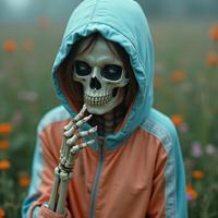 photograph, fairy tale, stylized, top down view of a Hackercore Fae strong Futuristic Female Skeleton
