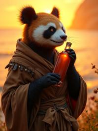 designed by Richard Corben , photograph, epic, selfie shot angle of a Shadowy Formal thicc Gaelic Female Pandaren Activist