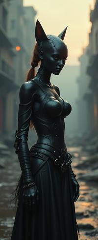 photograph, cyberdelic, best quality, high angle shot of a dressed in a very Battle dark black Steerage Spandex Sharara