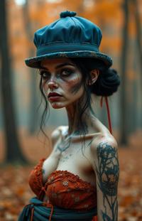 by Jason Edmiston and Mario Bava , photograph, insane details, hip level shot of a tall traditional Tang Dynasty Female Zombie