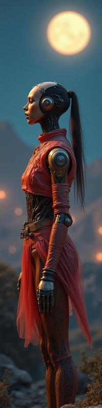Robot , by Andy Fairhurst , photograph, spring city and Solar prominence in background