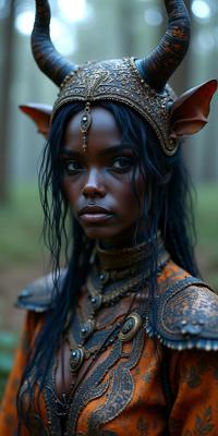 Robot , photograph, dark violet theme , two shot angle of a Warlike Hyperdetailed stout Iraqi Female Jinn Witch