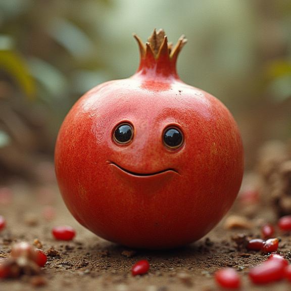 stylized by Wim Wenders , photograph, Swirling Beige, professionally shot of a Ivorian Pomegranate