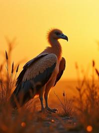 designed by Elke Vogelsang , photograph, Golden ratio, soft focus of a Chilled Otherworldly dark orange Griffon Vulture