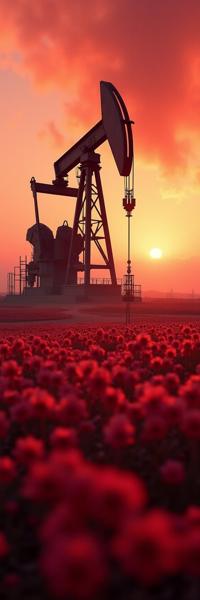 photograph, Suspenseful, profile of a Charred Peaceful Berber Oil rig , it is forged by Bose