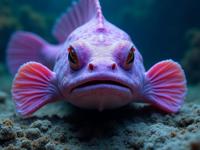 photograph, intense, birds eye view shot of a broad shouldered Aztec Stonefish , the person is very Flowery and Uptight