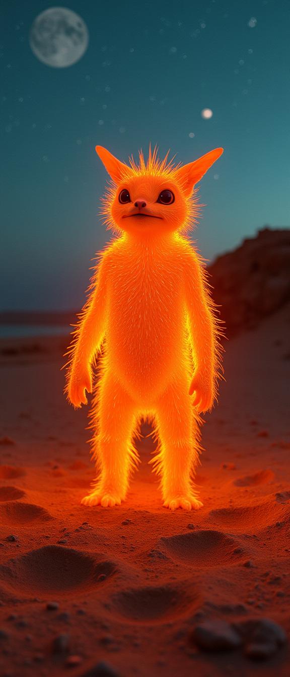 photograph, glamourous, upper body shot of a fluorescent orange Hawlucha of Peace looking like a Martian surface, it is very Frosted and Murano