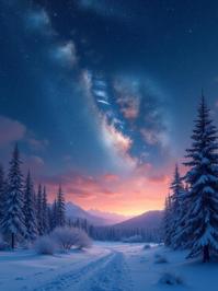 photograph, stylized, behance, Landscape of a Cinched Arrogant Stars ignite the night