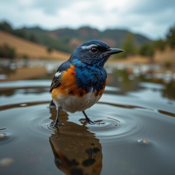 photograph, crowded pond and hillside, behance, Sharp focus of a Drop dead gorgeous Ghostly Blue Winged Warbler