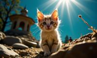 designed by David Bailey and Zena Holloway , photograph, surreal, Long exposure of a Turkish Angora Kitten