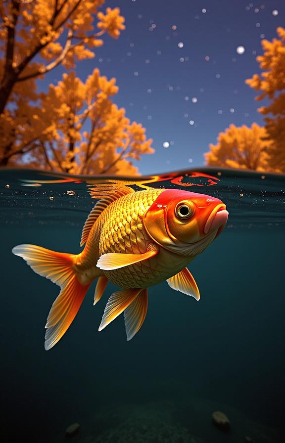 photograph, highly detailed, profile of a monster Goldfish , it is very Instinctive and Hateful