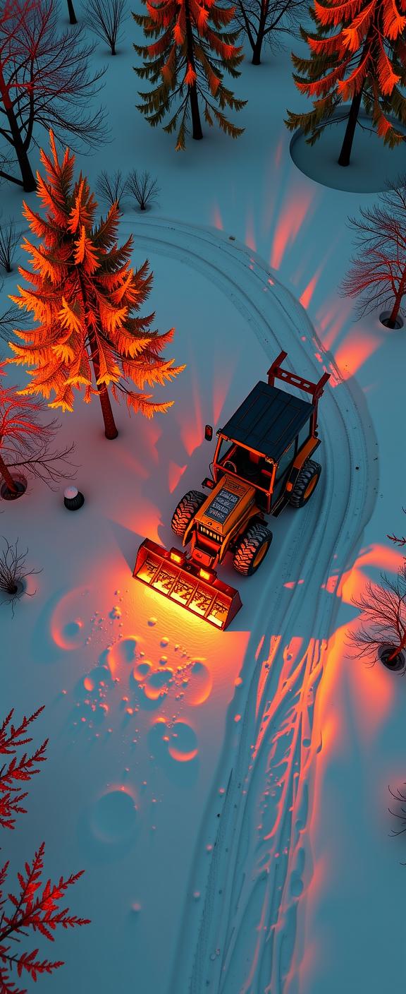 photograph, hyper detailed, Aerial View of a Mosaic Like Irresistible Samurai Snow plow of Excellence , it is with leopard print images