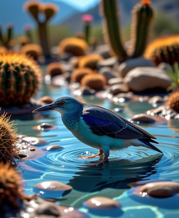 photograph, best quality, wide angle of an electric blue hybrid Spotless Crake of Performance , it is very Grand and Masterpiece