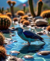 photograph, best quality, wide angle of an electric blue hybrid Spotless Crake of Performance , it is very Grand and Masterpiece