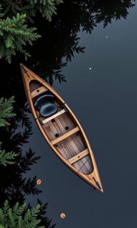 photograph, Rule of Thirds, top down view of a Tranquil Sturdy traditional Baroque Kayak , it is with Repugnant images