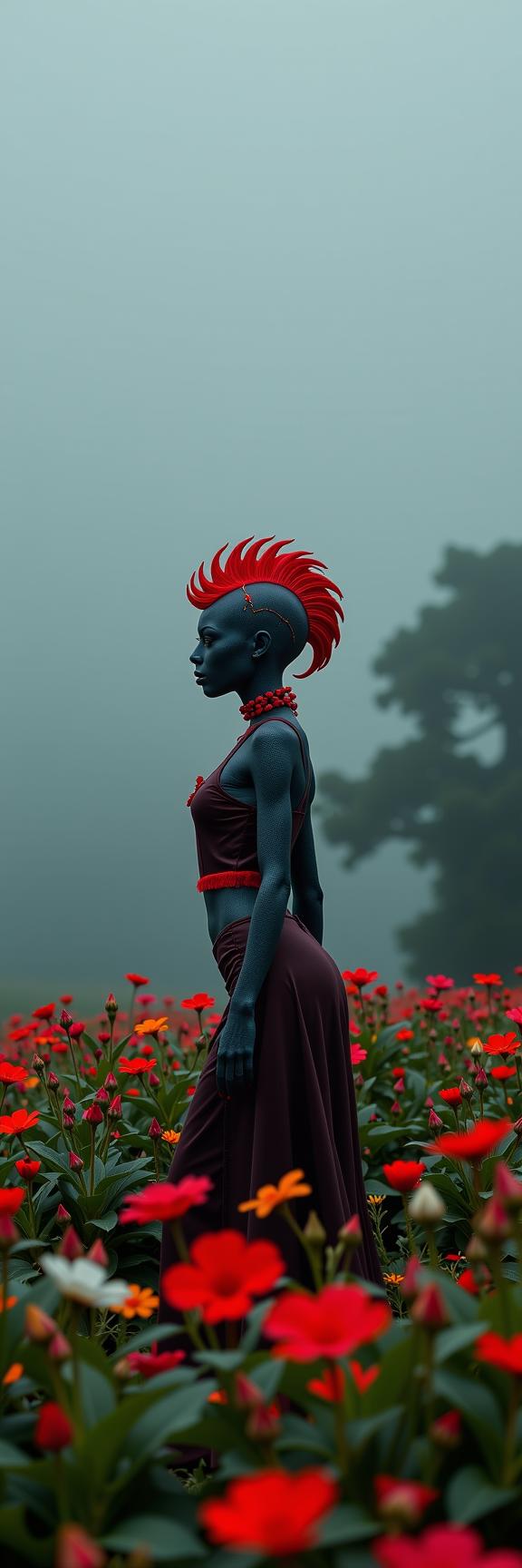 art by Brassa and Kenro Izu and Bella Kotak , photograph, masterpiece, Landscape of a Loving Junoesque buxom Senegalese Mage The Brain Xenomorph hybrid