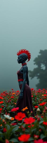 art by Brassa and Kenro Izu and Bella Kotak , photograph, masterpiece, Landscape of a Loving Junoesque buxom Senegalese Mage The Brain Xenomorph hybrid