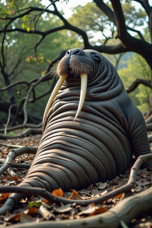 art by Stanley Kubrick and Gary Hume , photograph, best quality, rear angle of a Walrus of Death
