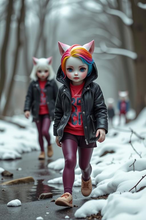 photograph, hyper detailed, ground level shot of a Waterfront full of Ethereal Rubbery tiny Han Dynasty Female Werewolfs , they are Pearlescent skin