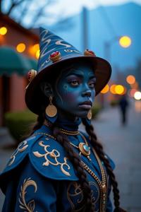 photograph, hyper detailed, long shot of a Eclectic Elvish muscular Sudanese Bonnie Wright Golem hybrid, she is feeling very akward as a Enchanter