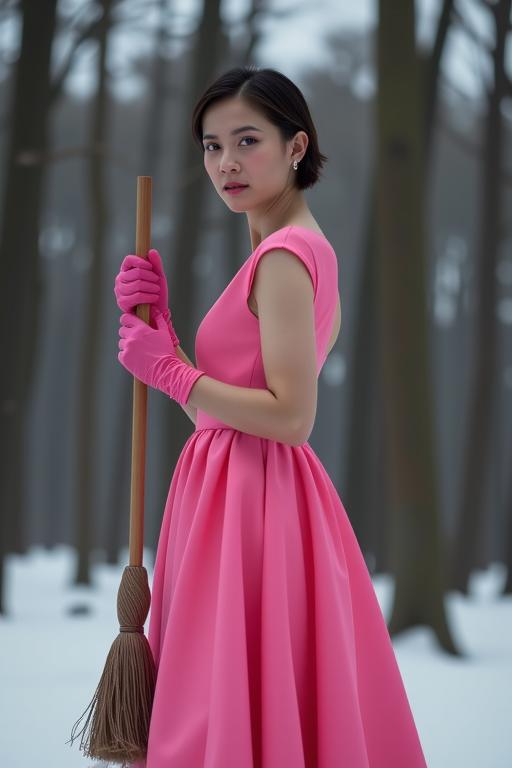 photograph, behance, shot from side of a dressed in a very Figural fluorescent pink Ivorian Titanium Gala dress, thin Singaporean Toni Collette of Ribbons