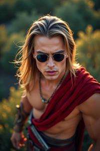 designed by George Digalakis and David Yarrow , photograph, stylized, Aerial View of a Bikinied Apocalyptic tiny traditional Han Dynasty Alexander the Great Sith