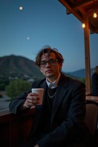 designed by David Plowden and Dorothea Lange and Constantin Joffe , photograph, charming, POV shot of a Abandoned Friendly year old lanky Goth Economist Will Smith