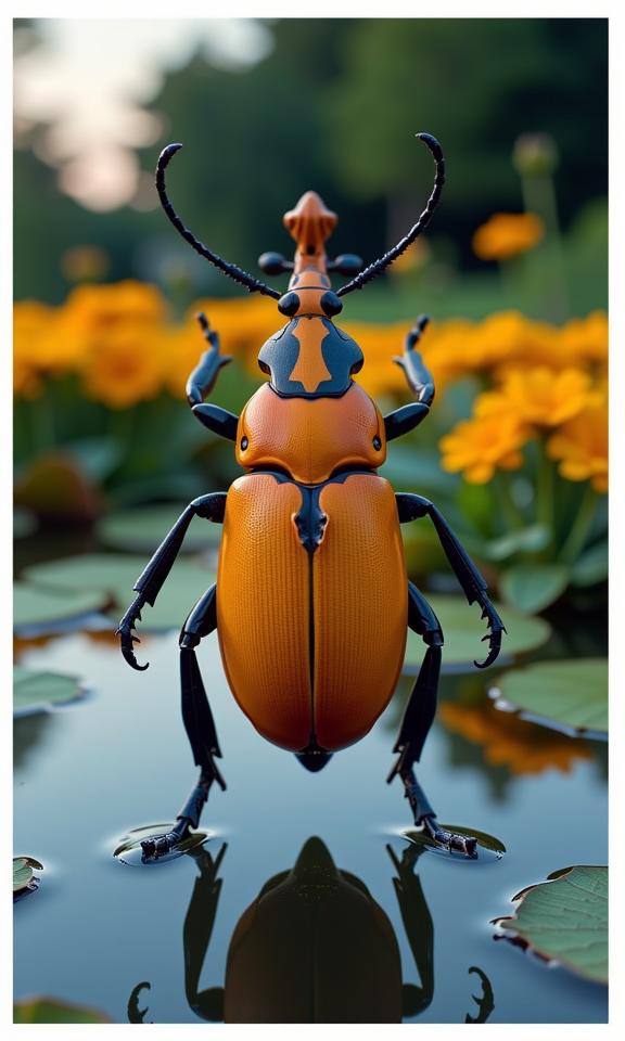 stylized by Meryl McMaster and Ed Freeman and Harvey Stein , photograph, stylized, eye level shot of a Intwined Alien Violin Beetle
