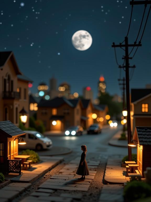 photograph, background inspired, Street level shot of a Rude Freelance The Girl I Married , Diorama