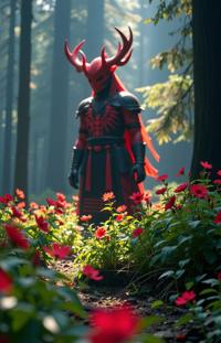 photograph, elegant, soft focus of a Saturated Tribal Empire Red giant , it is with Plush patterns