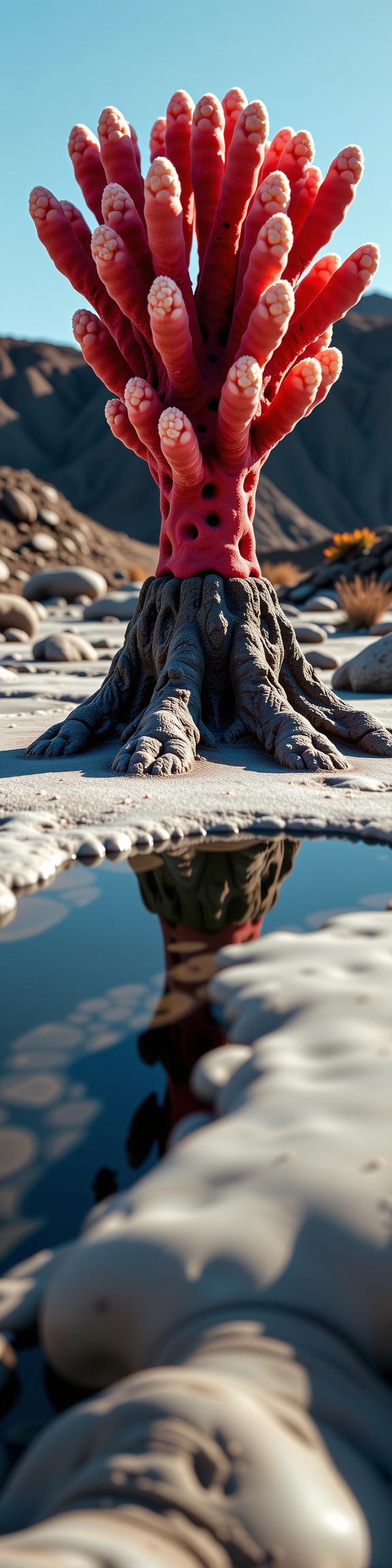 art by Erik Johansson and Karen Knorr , photograph, sunny, POV shot of a Lifelike Deep rooted Ashkenazi Coral