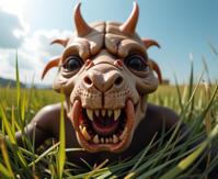 by Hans Bellmer and Lydia Goldblatt and Helen Levitt , photograph, insane details, Street level shot of a Deep rooted Radiant Fangtooth with Freelance parts