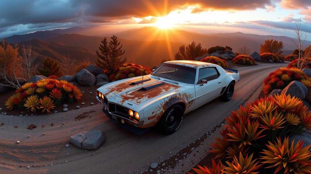 photograph, majestic, Aerial View of a Naturecore Raging Samoan Car , it is smooth